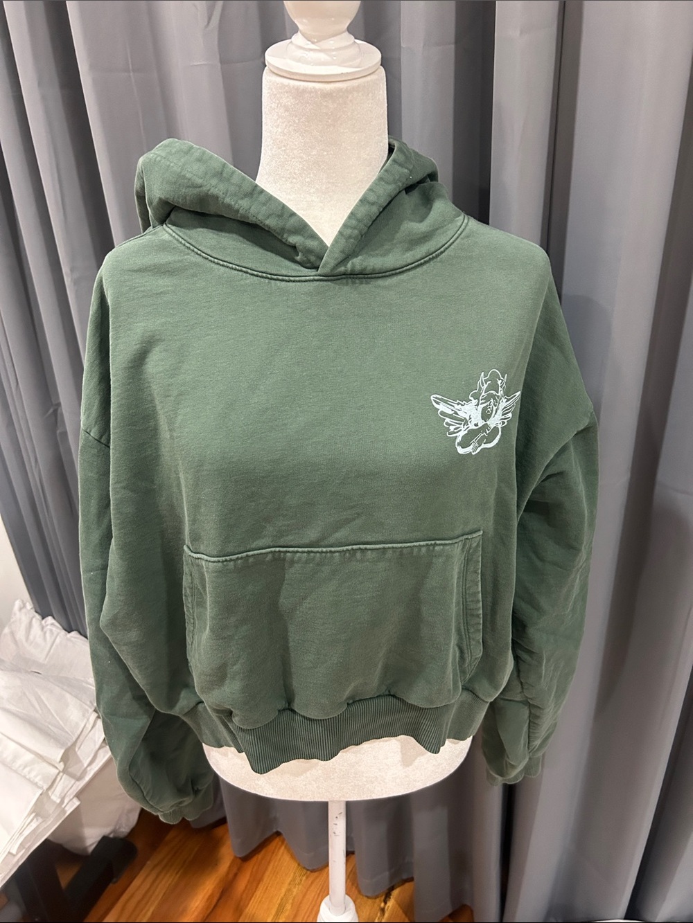 Boys Lie Olive Green Hoodie with White Wing Motif
